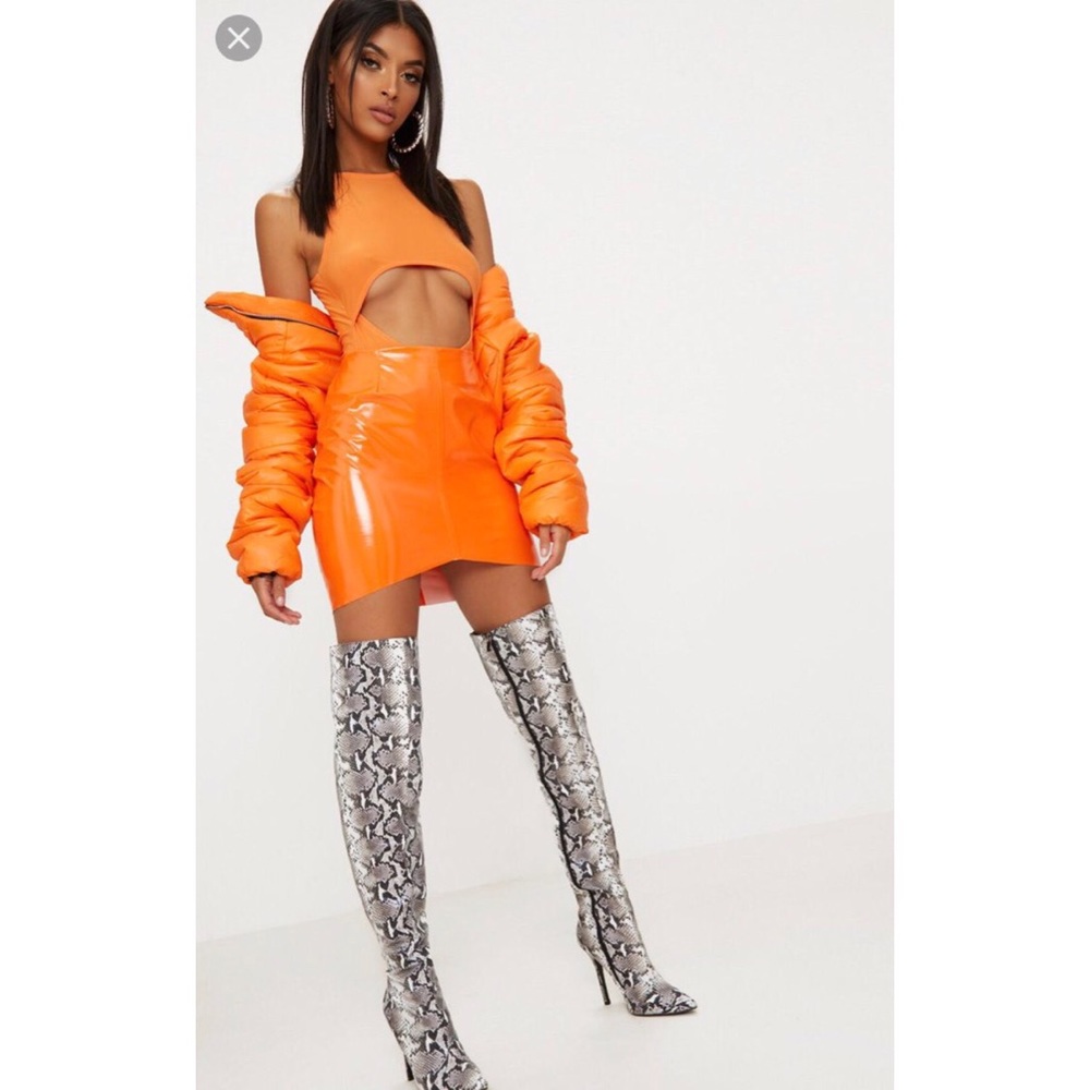 Tangerine Under-bust Cutout Bodysuit